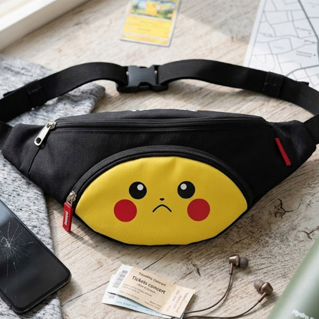 포켓몬스터 앵그리 피카츄 캐릭터 힙색 슬링백 가방