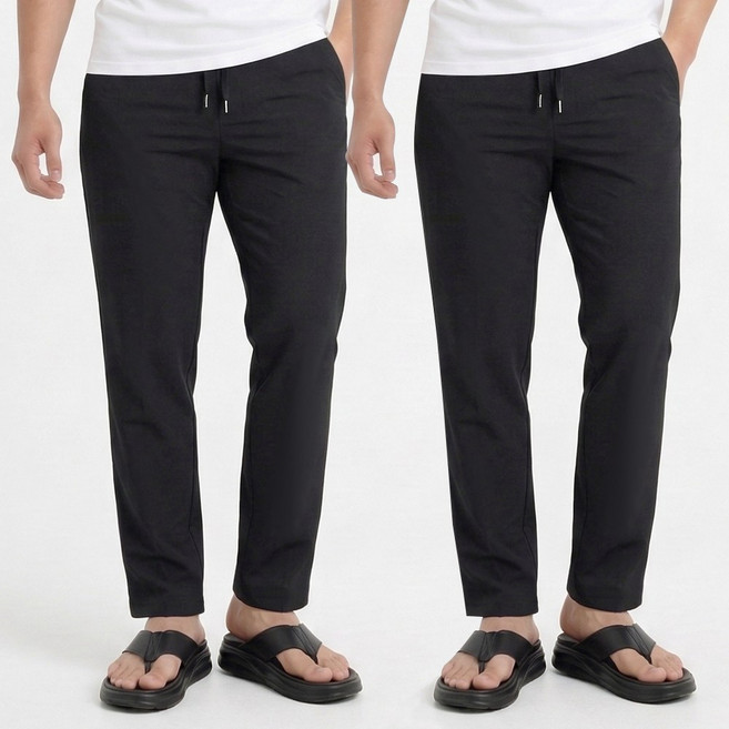 1+1 쿨링 남자 아이스 일자 스판 밴딩 냉감 바지 카고 조거 팬츠 슬랙스 빅사이즈 트레이닝 작업복