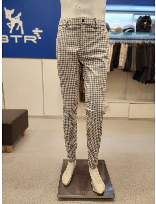 BTR골프 BTP1419MGRA 엔씨엑스코점 골프일상출퇴근 비티알 남성봄여름 흡습속건 멜란지 허리밴딩 깅엄체크 슬림 스판바지