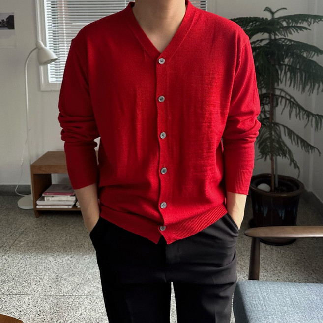 르위 브이넥 얇은 가디건 캐시라이크 오버핏 소프트 간절기 니트 자켓