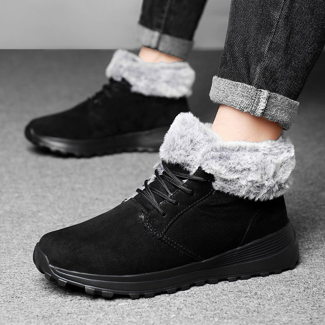 KUKEE 겨울 발편한 남성 가벼운 방한화 트레킹화 미끄럼방지작업화 따뜻한 털안감 방한화 AB-05