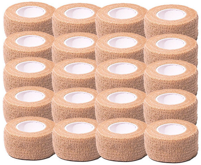 [국내산] 자가점착 접착 붕대 압박 탄력밴드 자밴 1인치, 20개