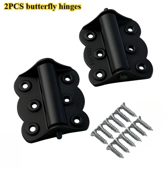 스테인리스 스틸 버터플라이 힌지 2개 세트 자동 닫힘 플러시 가정용 하드웨어 장치
