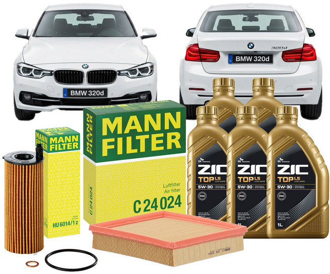 BMW 3시리즈 320d 15.08-18.10 F30 F31 B47D20A 디젤 엔진오일세트 만필터+지크탑, 차량 정보 확인하였습니다.