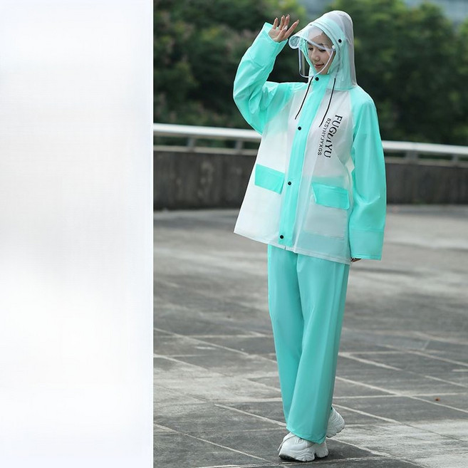 비옷 남자와 여자 비옷 비 바지 세트 플러스 사이즈 여행 판초