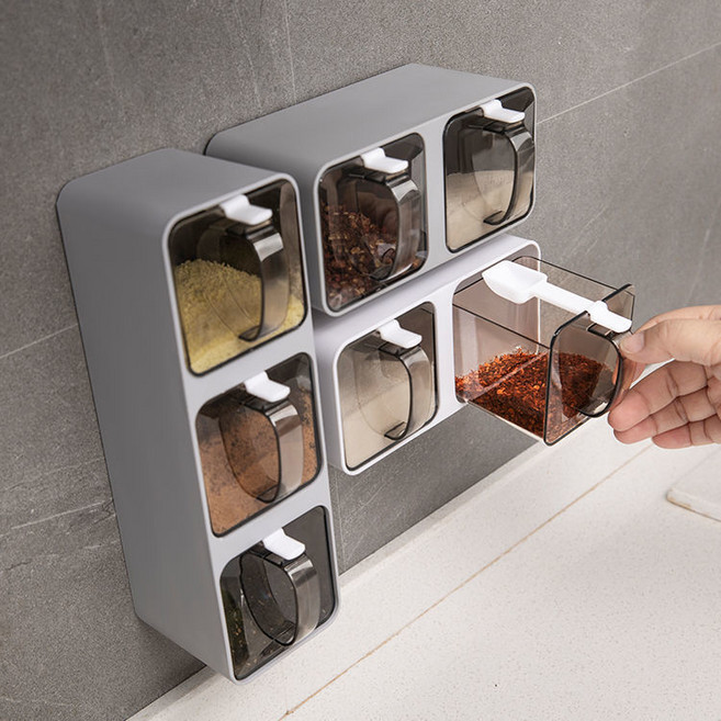 주방 벽걸이 양념통 세트 공간절약 부착식 조미료통 LH-112, 3세트