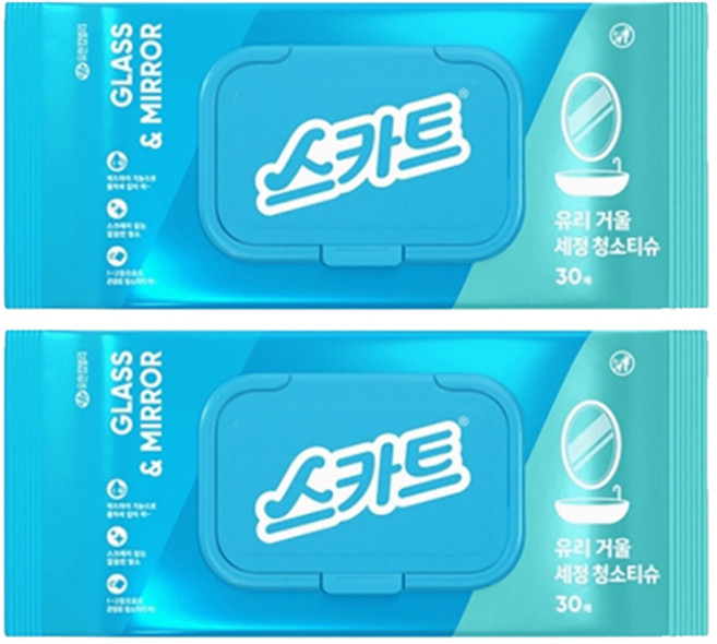 스카트 유리 거울 세정 청소티슈, 2개