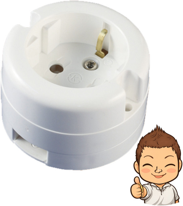 일신전기 둥근형 노출 콘센트(핀타입), 1개