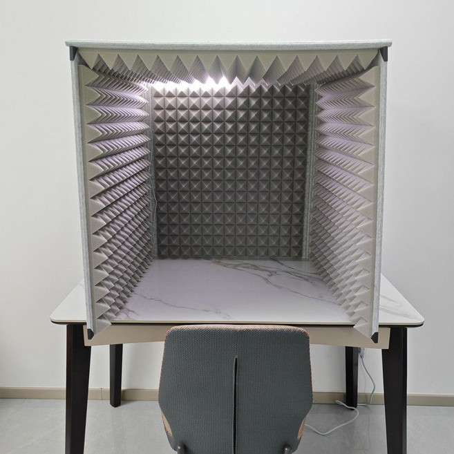 간이방음부스 커버 1인용 방송 소음 제거 가정용, 그레이 내회 LED램프 60X60X60, 1개