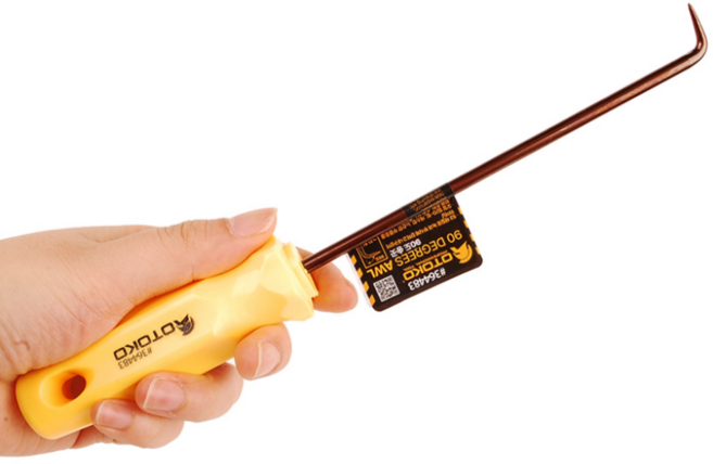 오링풀러 고무패킹 제거 꺽임송곳 90도 굴곡형 송곳 두께감 향상, 1개, 옐로우(90도 굴곡형)