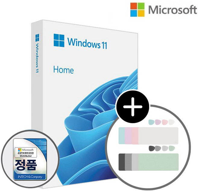 마이크로소프트 윈도우 Windows 11 Home 처음사용자용 패키지 FPP 한글 USB (장패드 + 티코스터 증정), 윈도우 11 홈 FPP (장패드 + 티코스터 증정), 1개, 밀크화이트