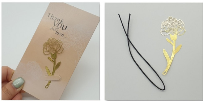 카네이션 금속 책갈피 골드 북마크 꽃 어버이날 스승의날 가정의달 판촉물 행사 선물