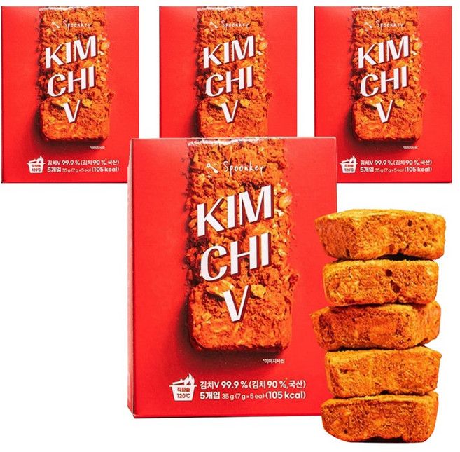 [국산 김치] 정말 맛있는 동결건조 볶음김치블럭 스푼키 김치브이_파리국제식품박람회 혁신상, 4세트, 35g