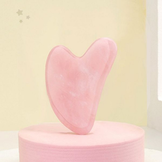 로즈쿼츠 하트 모양 괄사 얼굴 목 림프 마사지 도구 피부 탄력 혈액 순환 뷰티, 상세페이지 참조, 1개