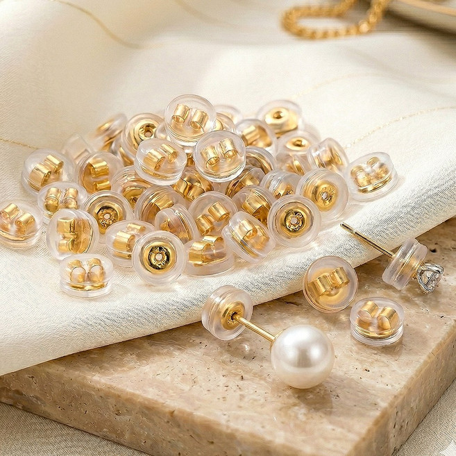 무거운 귀걸이 고정 처짐 방지 실리콘 귀걸이 뒷마개 클러치 30개입