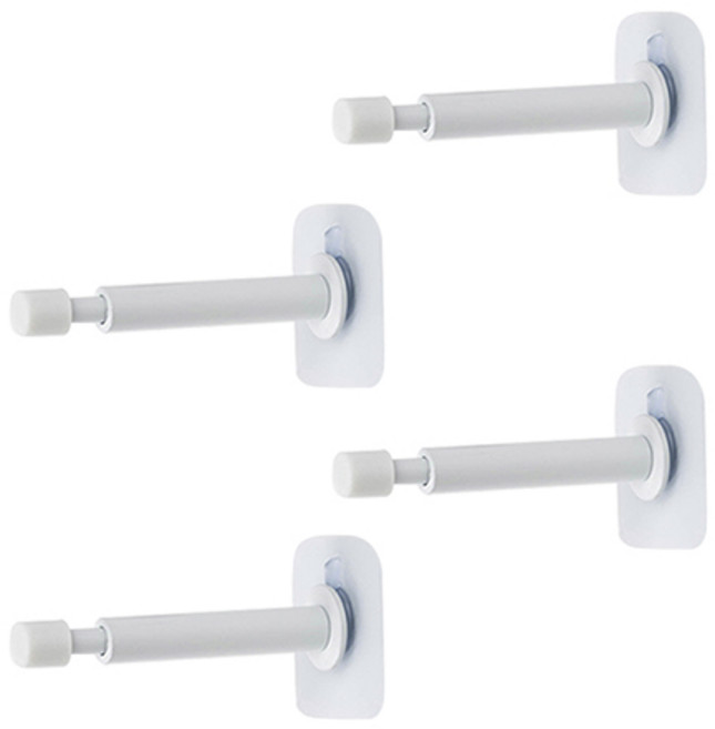 철물파크 고급형 무타공 스프링 도어 완충 스토퍼 4개입+무타공 패드 세트, 화이트, 1개