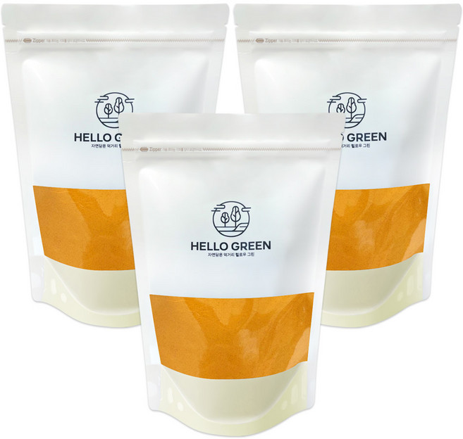 헬로우그린 인도산 강황 분말 가루 대용량 인도산 강황 터머릭 커큐민, 1kg, 3개