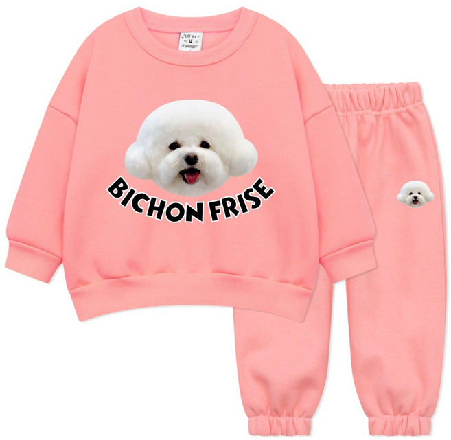 리틀래빗 아동용 기모 비숑 상하 바지세트