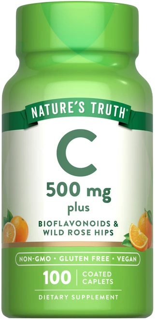 네이처스 트루스 로즈힙과 바이오플라보노이드 비타민 C 500mg 캐플렛, 3개, 100정 - 쿠팡