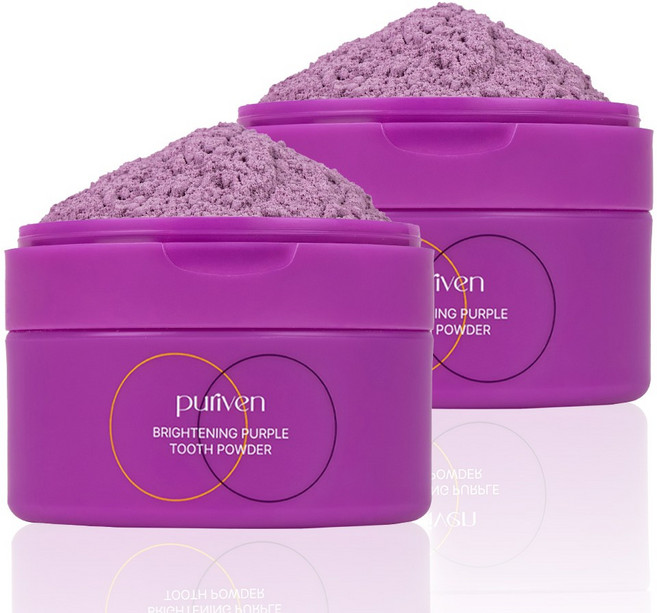 [본사 정품] 퓨리븐 퍼플 가루 치약 보색브라이트닝 가루 치약, 40g, 2개