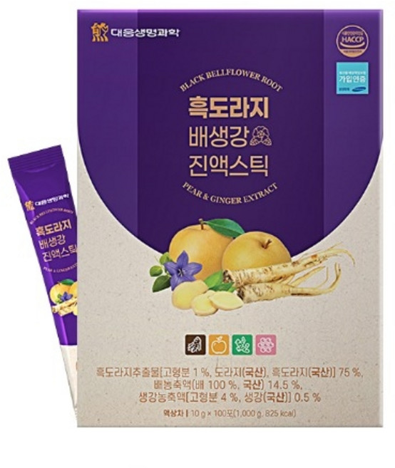 목에 좋은 국내산 흑도라지 배생강 진액스틱, 10g, 100개