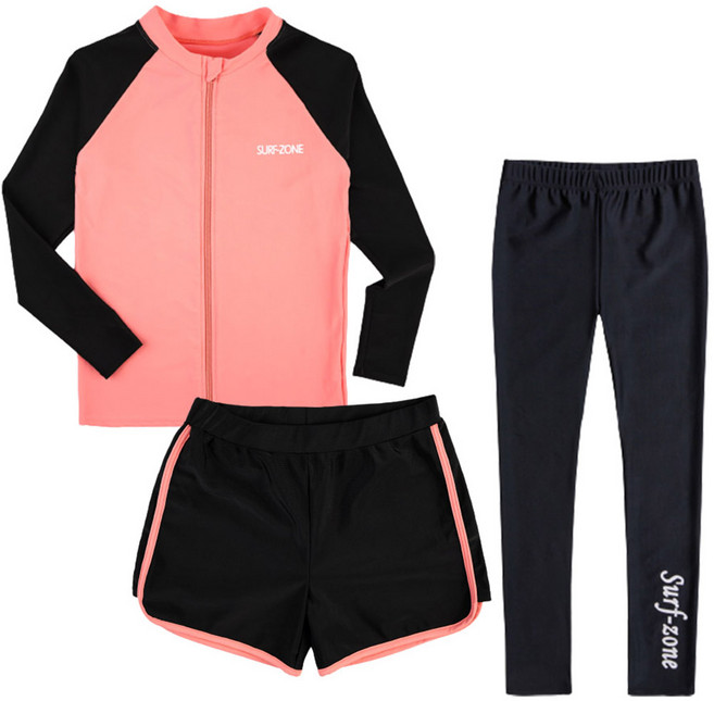 오로라 아동수영복 여아 남아 주니어래쉬가드 남아 여아 주니어 SF-73 집업상의+바지 세트