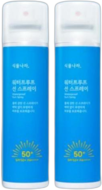 식물나라 젖은 피부 노백탁 워터프루프 선 스프레이 SPF50+ PA++++ 뿌리는썬크림, 100ml, 2개