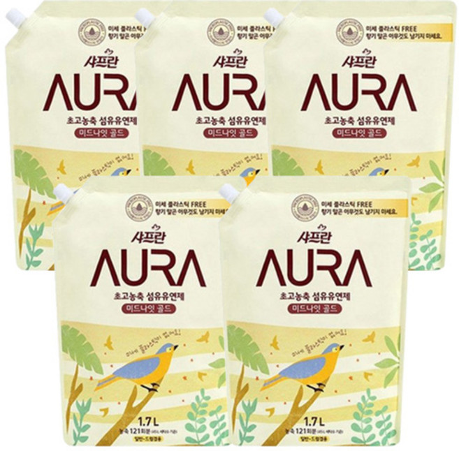 [샤프란] 샤프란 아우라 미드나잇골드 섬유유연제 / 고농축, 1.7L, 5개
