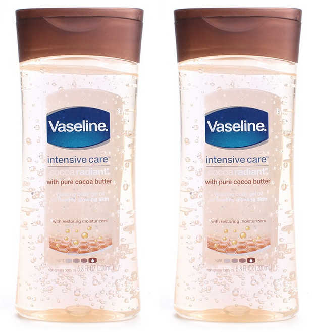 바세린인텐시브케어 코코아 래디언트 바디 젤 오일, 200ml, 2개