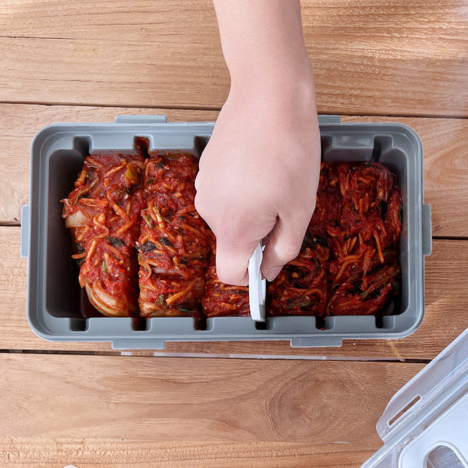 [당일 배송] (무료배송) 레시피팜 고급형 김치자르기 김치 커터 슬라이스 이지컷 밀폐용기 보관통, 투명, 1개