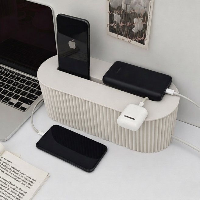 보넬티 안전커버 전선정리 멀티탭 정리함, 화이트, 1개