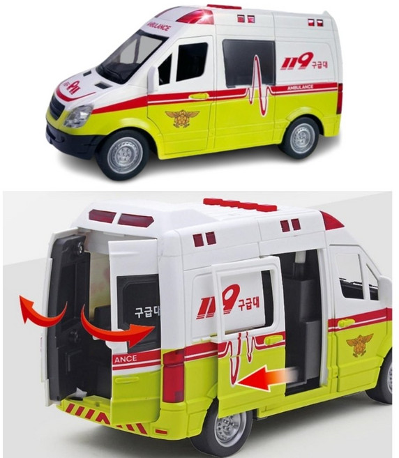 문열리는 사이렌 구급차 장난감 아기자동차장난감 6살, 1개, 혼합컬러