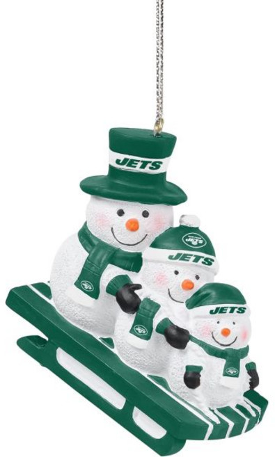 FOCO NFL 성인용 유니섹스 팀 로고 썰매 타는 눈사람 홀리데이 크리스마스 트리 장식, New York Jets, Team Color