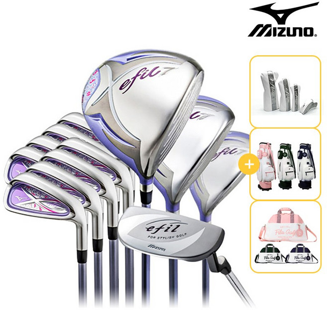 미즈노 풀세트 에필7 10개구성 여성용 바퀴 휠 캐디백세트 포함, 그린
