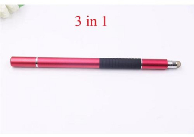[호환] 3 인 1 섬유 스타일러스 펜 드로잉 태블릿 펜 정전식 스크린 터치 펜 휴대 전화 스마트 펜 액세서리 볼펜, 5)3 in 1 Red