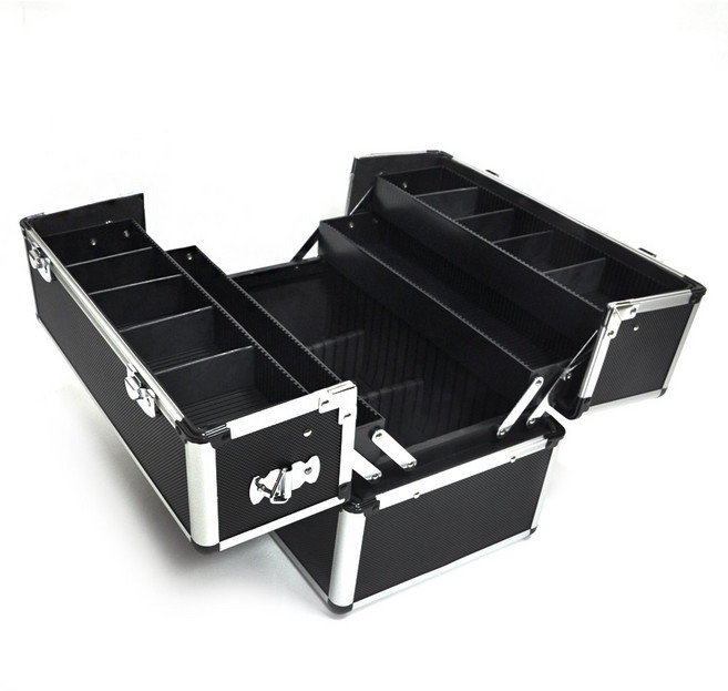 다용도 알루미늄 하드케이스 양면개폐 3단 공구가방 키락, 1개