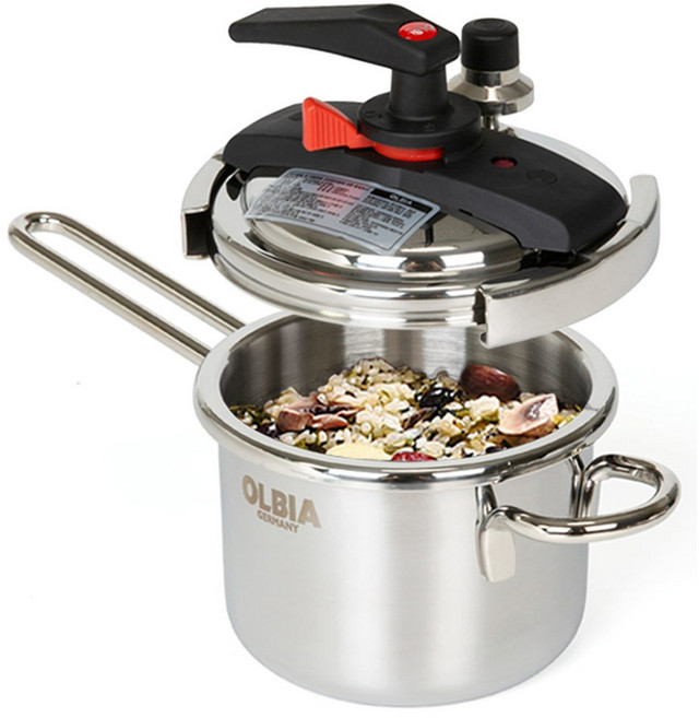 올비아 미니 IH 차진 압력밥솥 일자형 2인용, 1L, 혼합색상, 1개