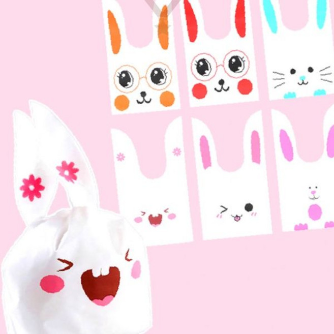 베이킹 답례품 포장 비닐 봉투 귀 달린 동물 캐릭터 디자인 쿠키 사탕 소분 선물, 1개, 특대-아쿠아발토끼