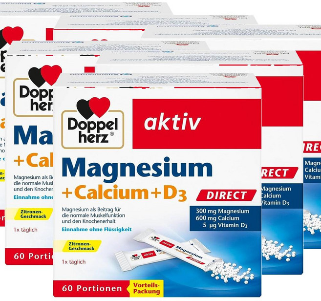 도펠헤르츠 마그네슘 칼슘 비타민D3 다이렉트 과립 (60포) Doppelherz Magnesium Calcium D3, 60회분, 6개