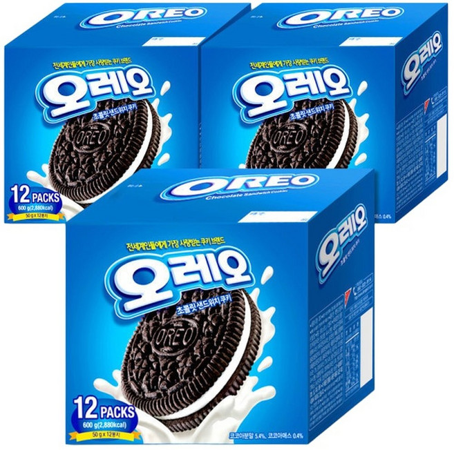 오레오 화이트크림 600gx3, 600g, 3개