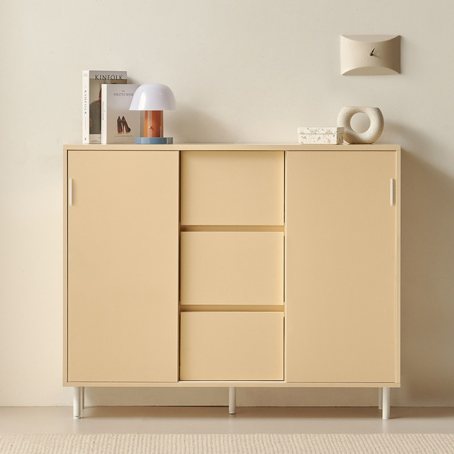 룸앤디 NEW 스르륵 3단 1200서랍 다리형 E0등급 슬림 슬라이딩 서랍수납장, 스르륵 3단 1200서랍 (다리형)  버터