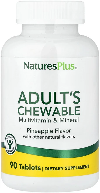 NaturesPlus Adult's Chewable Multivitamin & Mineral Pineapple 90 Tablets, 90정, 1 - 쿠팡