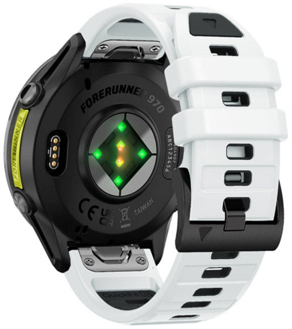 Garmin Forerunner 용 QuickFit 22mm 교체 시계 밴드 970 965 955 945 935 745 MARQ 투톤 스포츠 실리콘 스트랩 팔찌, [05] White Black, [01] QuickFit 22mm