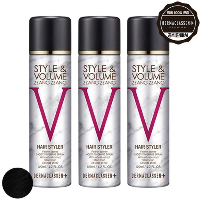 더마클라센 스타일앤 볼륨짱짱 흑채 스프레이 블랙 120ml x3, 3개