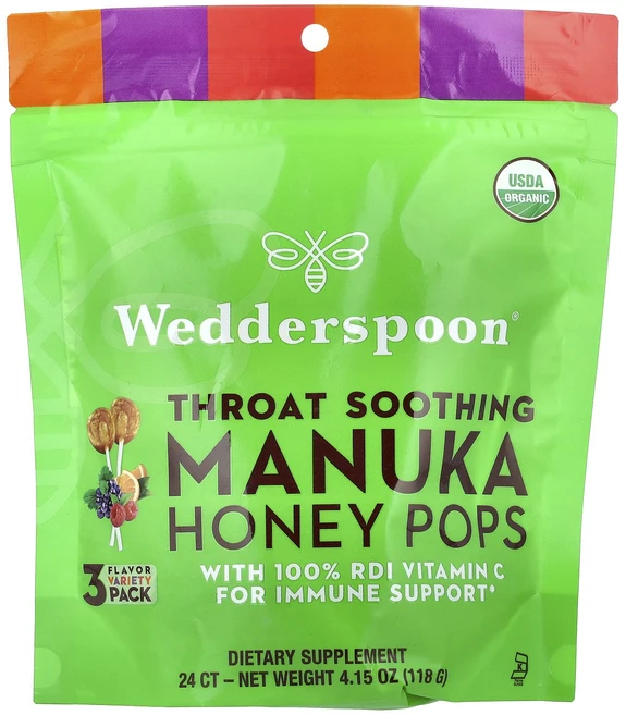 몸관리하세요 겨울입니다 Wedderspoon 유기농 마누카 꿀 팝스 3가지 맛 버라이어티 팩 24개 118g(4.15oz) 특별관리진행, Wedderspoon유기농마누카꿀팝스3가지맛버라이어티팩, 118g, 1 - 쿠팡