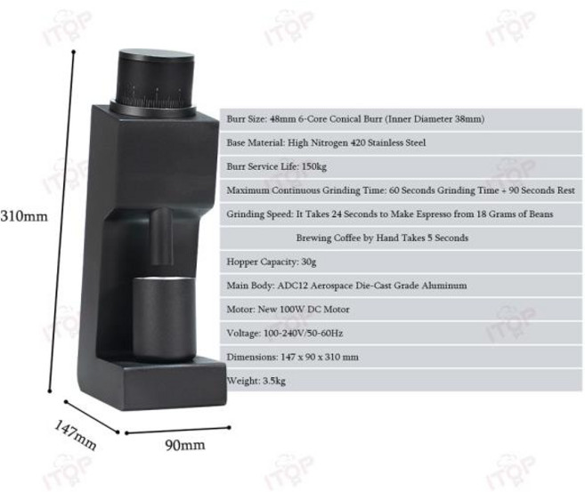 ITOP 03 전기 커피 연마기 6 코어 38mm 버 가정용 콩 밀러 VS3 에스프레소 필터용, 11 38mm 7core, 04 AU, 02 220-240V 50-60Hz