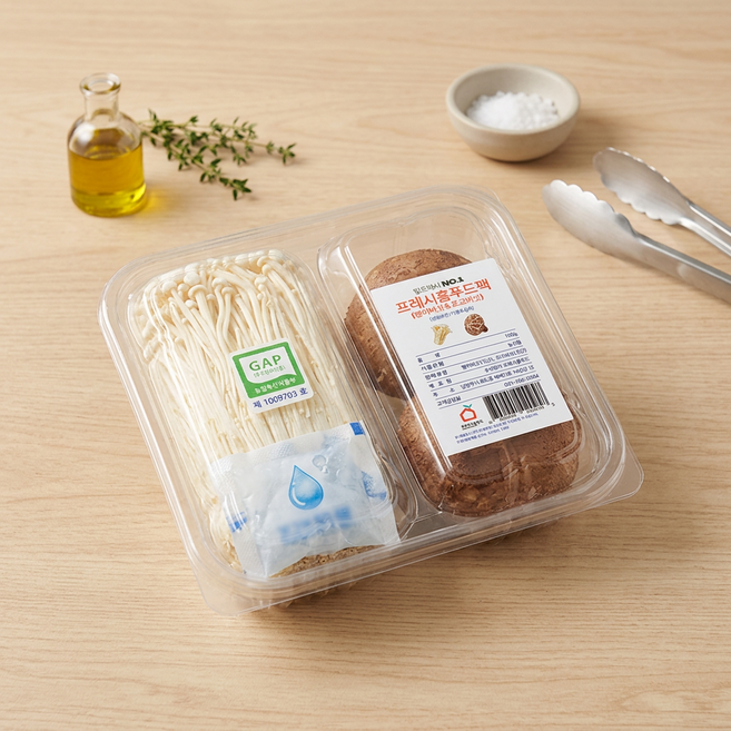 [밀프랩no1.프레시홈푸드팩] 국산 팽이버섯&표고버섯 팩, 2개, 160g