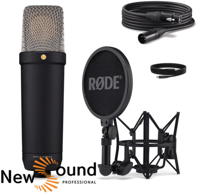 RODE 카디오이드 컨덴서 마이크 + 쇼크마운트 + 케이블, NT1 5TH 블랙