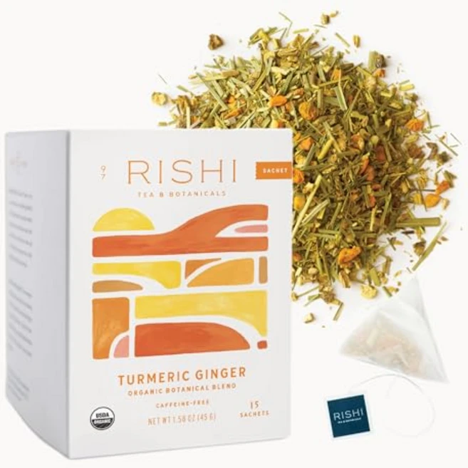 리시 티 강황 생강 허브차 - 유기농 사셰 백 매운 생강 리시 티 강황 생강 허브차 - 유기농 사셰 백 매운 생강 & 시트러스가 포함된 무카페인 아유르베다 소화 블렌드 - 1, 1개, 1개입 - 쿠팡