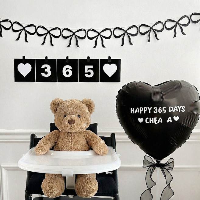 로나파티 생일 풍선 레터링 파티 용품 꾸미기 50일 셀프 촬영, 365 블랙 카드 세트